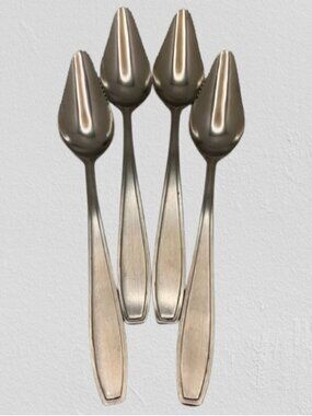 4 Vintage MCM Serrated Grapefruit Spoons Stainless Steel Japan Citrus Flatware